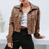 Short Long Sleeve Lapels Snake Print Jacket