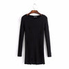 Women's Strapless Shoulder Collar Knit Slim Bodycon Dresses