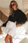 Casual Solid O-Neck tassel Knitting Sweater