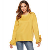 Lotus leaf Pure Color Round Neck Sweatshirt