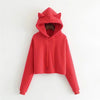 Cute Cat Head Hooded Loose Short High Waist Hoodies