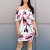 Double Lotus Leaf Floral Printed Slim Bodycon Dress