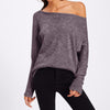 Off Shoulder Pure Color Sweatshirt