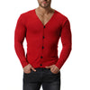 New Slim Solid Color Long Sleeve V-Neck Knit Cardigan