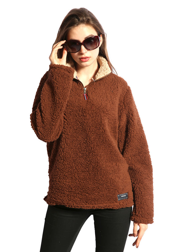 Warm Plush Long Sleeve Pure Color Sweatshirt