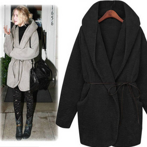 Cloak Hooded Plush Padded Warm Lamb Wool Coat