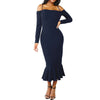 Fashion Off Shoulder Trumpet Long Sleeve Bodycon Dress