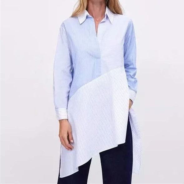 Women's striped stitching shirt