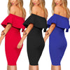 Ruffled Off-The-Shoulder Solid Color Irregular Dress