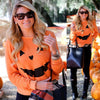 Pumpkin Long Sleeve Round Neck Sweatshirt