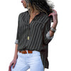 Women's Print Striped Long Sleeve V-Neck Shirt