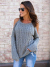 Solid Color Knitting Round-neck Sweater Tops