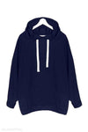 Hooded  Drawstring Kangaroo Pocket  Plain  Batwing Sleeve Hoodies