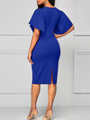 Round Neck  Plain  Blend Bodycon Dress