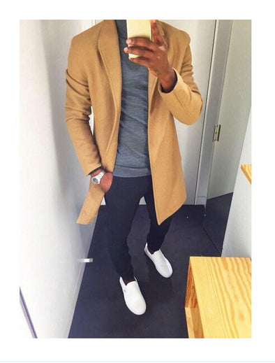 Men's Solid Color Long Sleeve Single Breasted Jacket