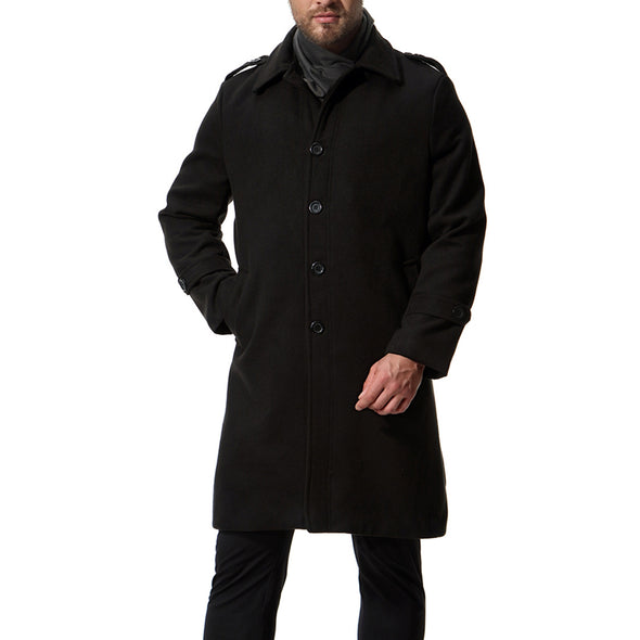 Solid Color Lapel Single-Breasted Long Trench Coat