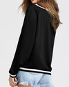 Fashion V-neck Casual Long-Sleeved Sweatshirt