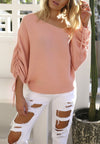 Casual Off Shoulder Slash-Neck Pit Sweater Shirt