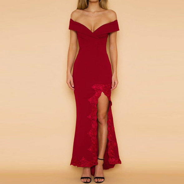 Women's sexy V-neck evening dress