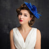 New Flower Feather Mesh Blue Top Hat