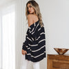 Casual Striped Stitching V-Neck Knitting Sweater