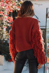 Casual Solid O-Neck tassel Knitting Sweater