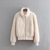 Thick Artificial Fur Pure Color Long Sleeve Warm Jacket