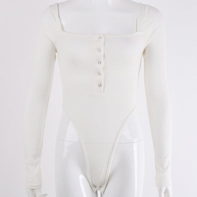 New Sexy Slash Neck Long Sleeve Stretch Bodysuit