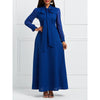 New Long Sleeve Bow Tie Maxi Dress