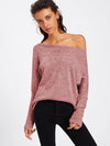 Off Shoulder Pure Color Sweatshirt