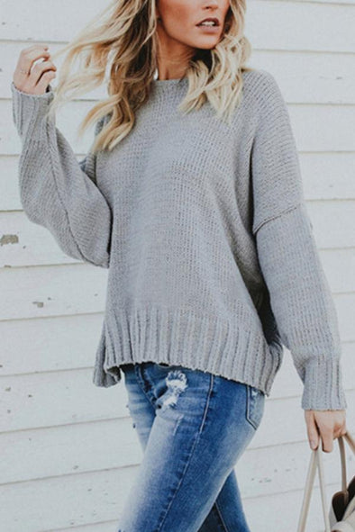 Crew  Neck  Backless  Plain  Sweaters