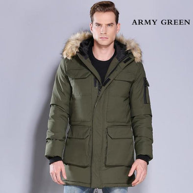 Solid Color Pocket Hooded Jacket Down Jacket