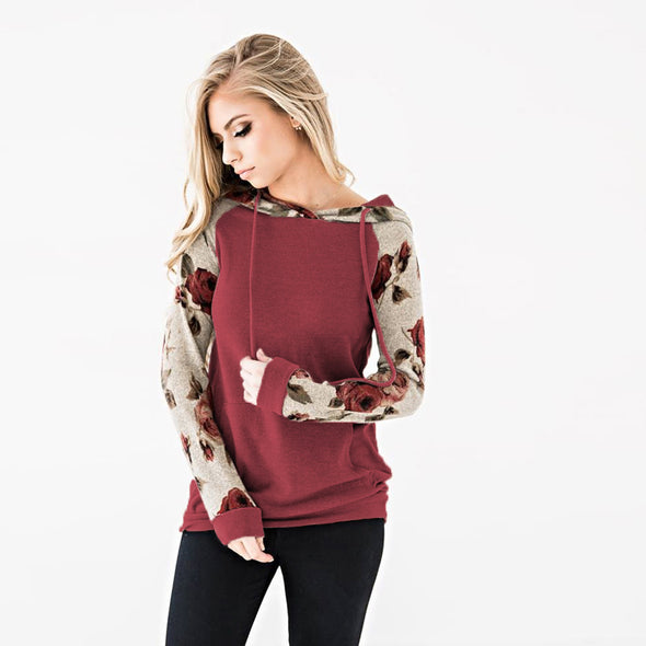 Printed Tie Long Sleeve Hoodies