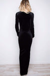 New Deep V-Neck Velvet Long Sleeve Maxi Dresses