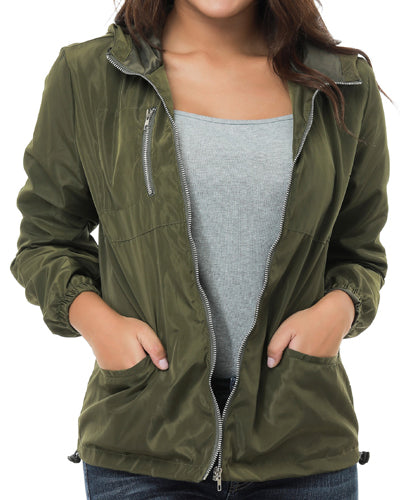 Solid Color Casual Hooded Zipper Jacket