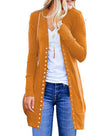 Fashion Long Button Solid Color Cardigan