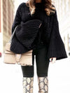 Loose Knitting Solid Color Flared Long Sleeves Sweater Tops