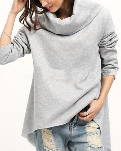 Fleece Pile Pile Collar Irregular Long Sleeve Sweatshirt