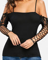 New Sling Strapless Openwork Lace Long-Sleeved T-Shirt