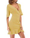 New V-Neck Bat Sleeve Knit Bodycon Dress