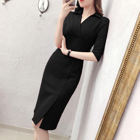 New Ladies Temperament Solid Color Bodycon