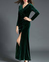 Elegant Split Velvet Evening Dress