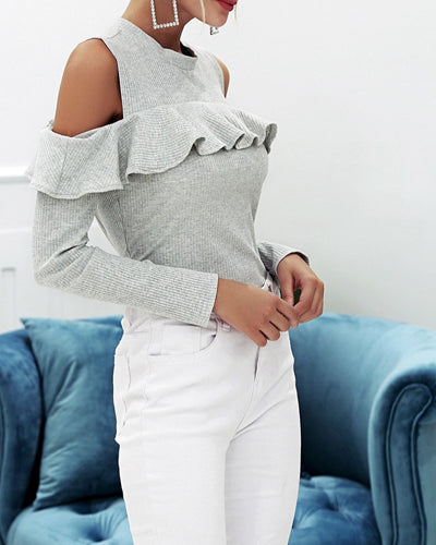 Sexy Off-The-Shoulder Long-Sleeved Sweater