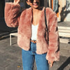 Fashion Imitation Rabbit Fur Long Sleeve Coat