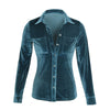 Women's velvet long-sleeved lapel shirt