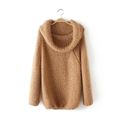 Large Lapel Solid Color Loose Sweater