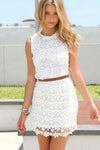 Lace Round Neck Sleeveless Bodycon Dresses