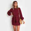 Women's casual straps solid color long-sleeved dress