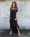 Short Sleeve Loose Pocket Maxi Dress