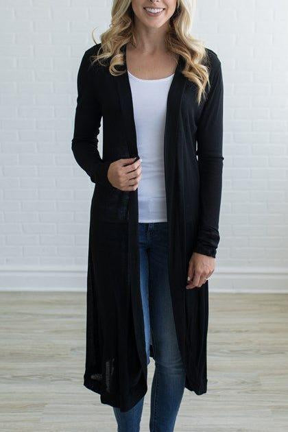 Collarless  Plain  Long Sleeve Cardigans